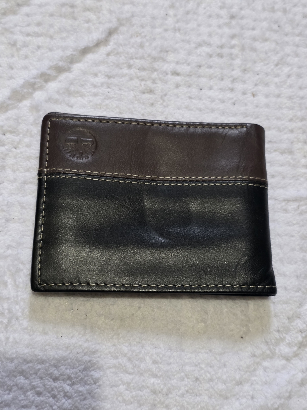 Timberland Two-Tone Brown and Black Leather Bi-Fold Wallet